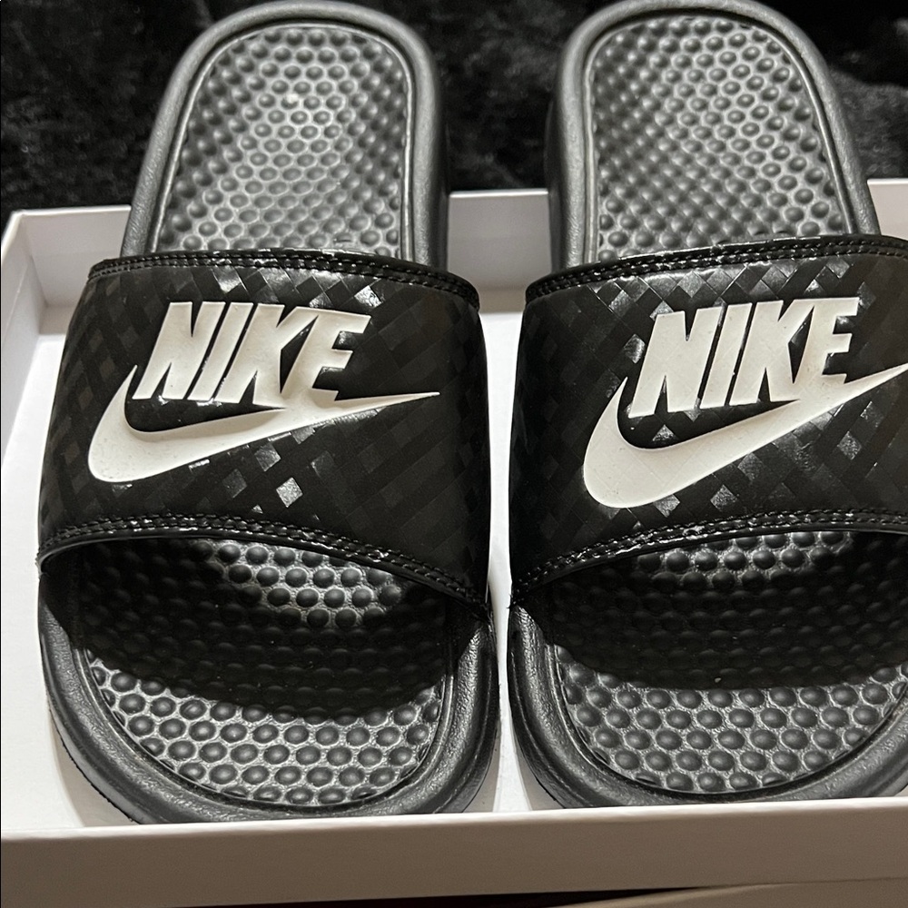 Nike Black and White Slide Sandals